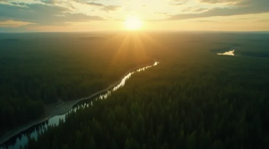 Vue aérienne de la forêt boréale canadienne avec ses écosystèmes intacts et sa riche biodiversité