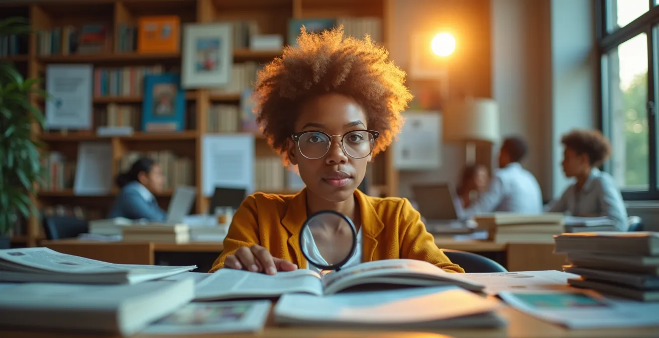 Illustration d'un citoyen attentif et critique naviguant dans un écosystème d'information numérique diversifié et équilibré