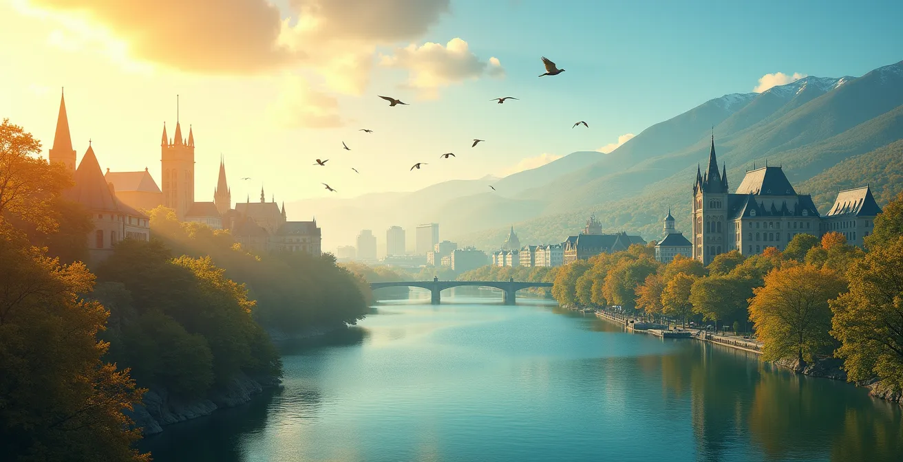 Mosaïque visuelle du label UNESCO patrimoine mondial avec monuments de Montréal et du Québec, représentant l'intersection entre conservation culturelle et transformation urbaine