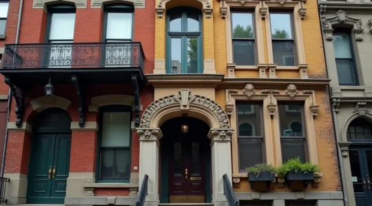 Montage urbain montrant des façades historiques, des détails architecturaux cachés et des bâtiments montréalais de différentes époques s'imbriquant dans une composition visuelle riche.