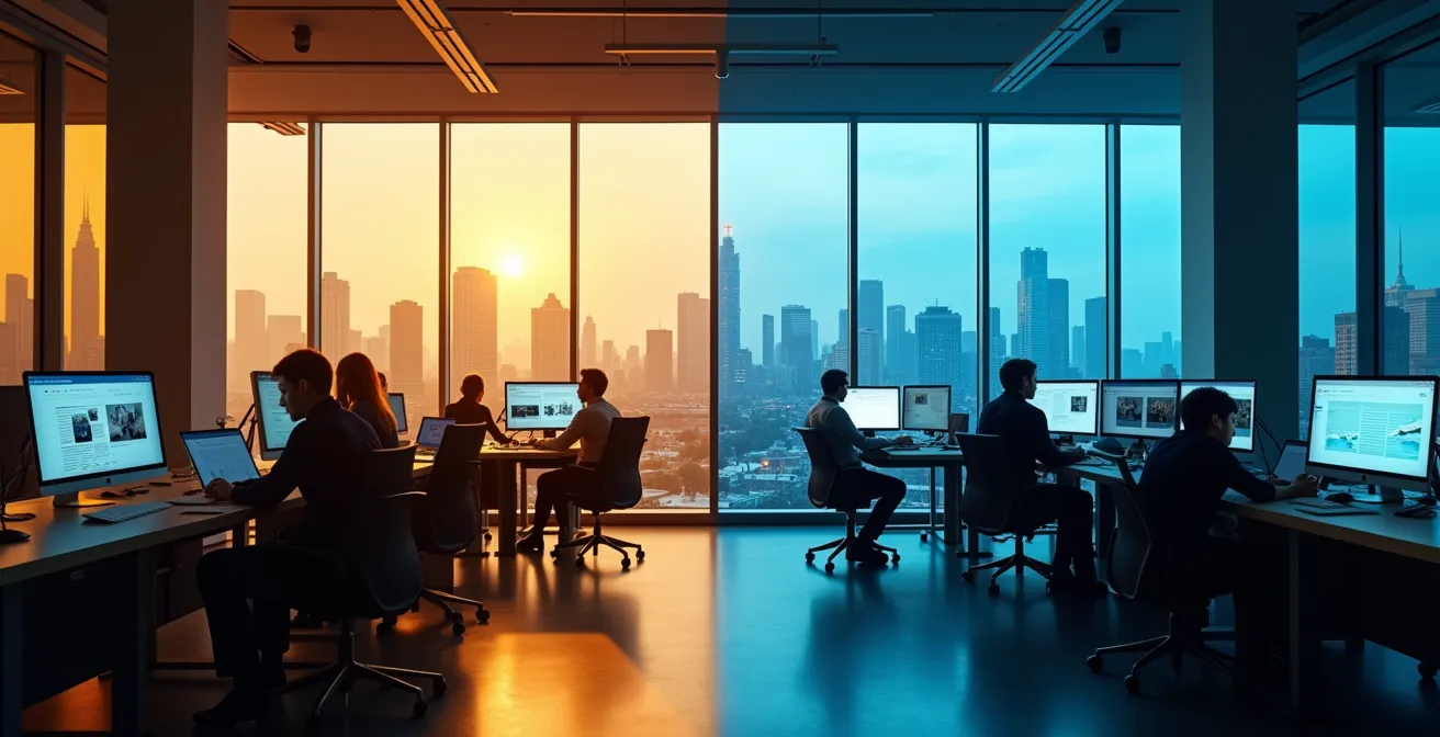 Comparaison côte à côte de deux traitements visuels différents d'un même événement médiatique