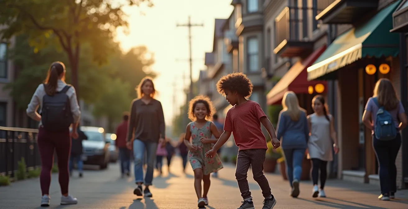 Vue d'une rue montréalaise montrant la diversité architecturale et sociale du quartier