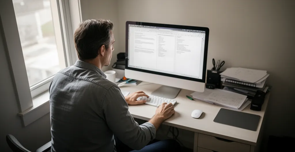 Propriétaire d'entreprise québécoise consultant sa facture d'énergie au bureau